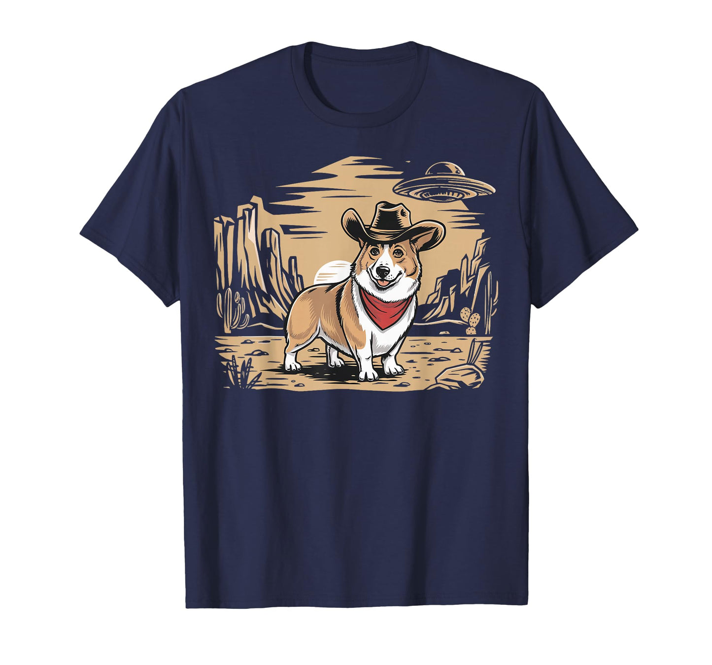 Corgi UFO Cowboy T-Shirt