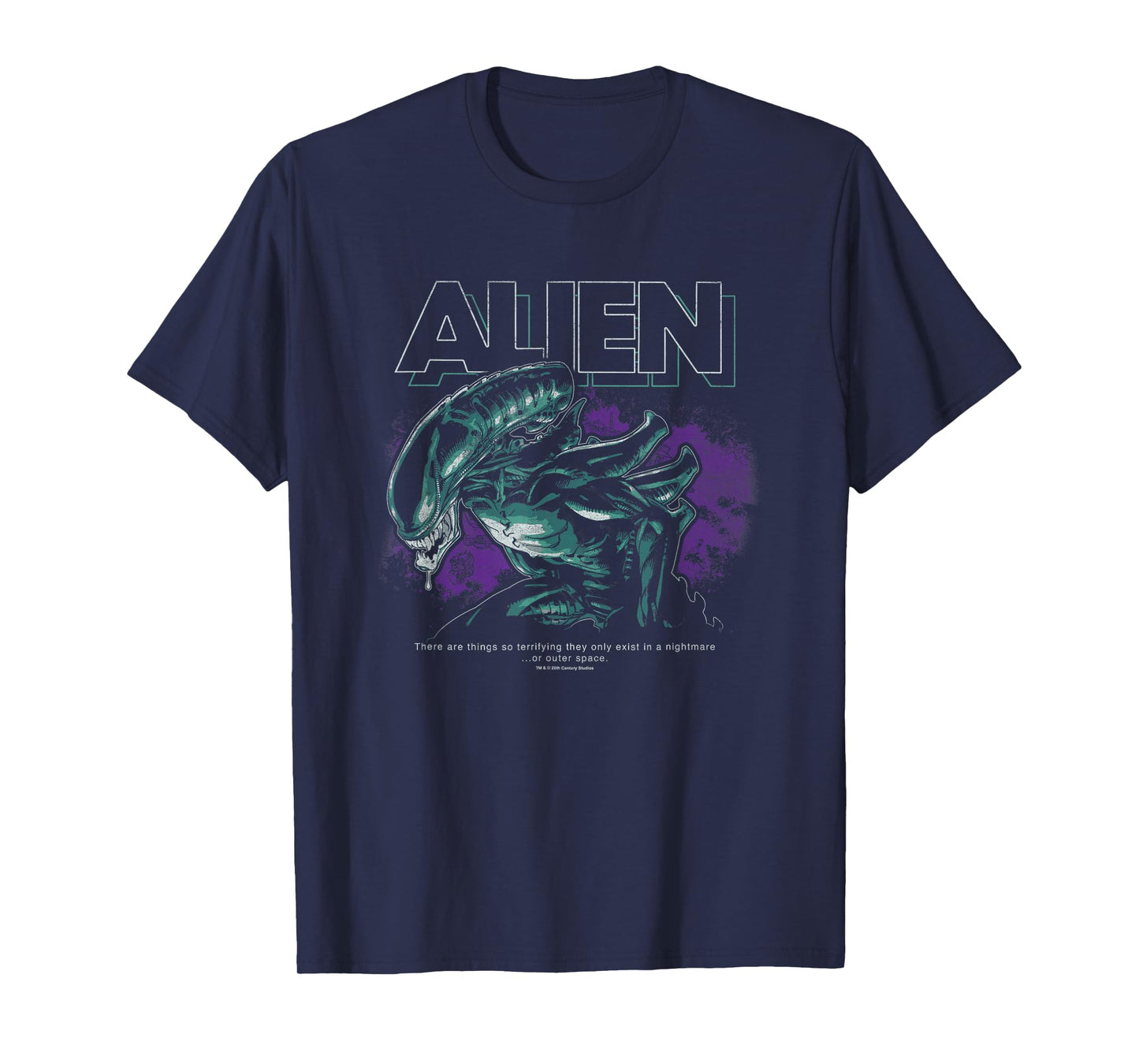 Aliens Iconic Xenomorph Nebula Distressed Big Chest Poster T-Shirt
