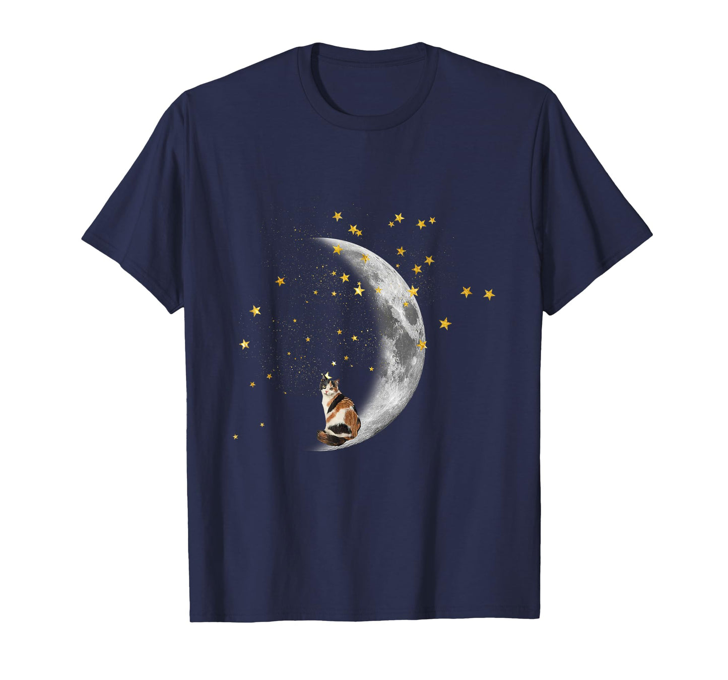 Moon and Stars Calico Cat T-Shirt for Men Women Kids