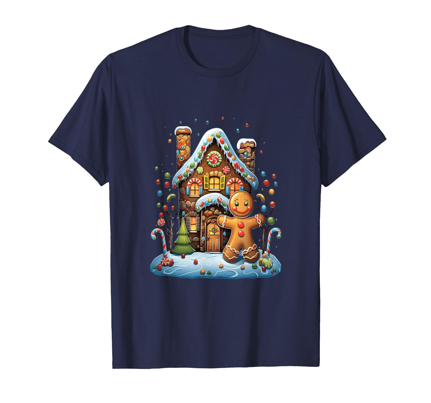 Christmas Gingerbread House Candy Cane X-Mas Pajamas Party T-Shirt