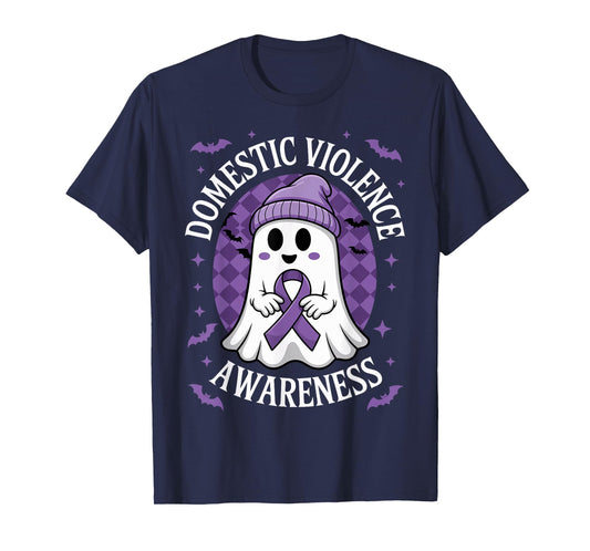 Halloween Ghost Purple Domestic Violence Awareness Men Women T-Shirt