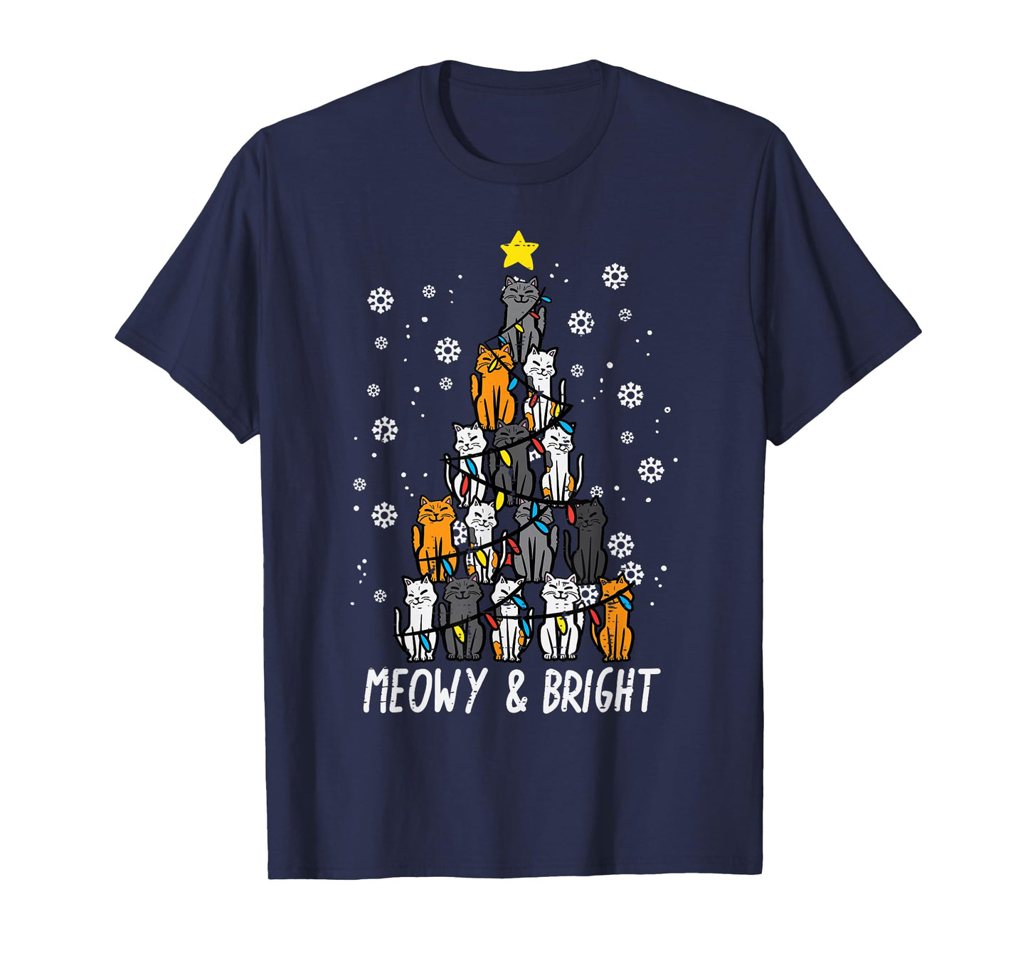 Cats Christmas Tree Meowy Bright Cute Xmas Girls Kids Women T-Shirt