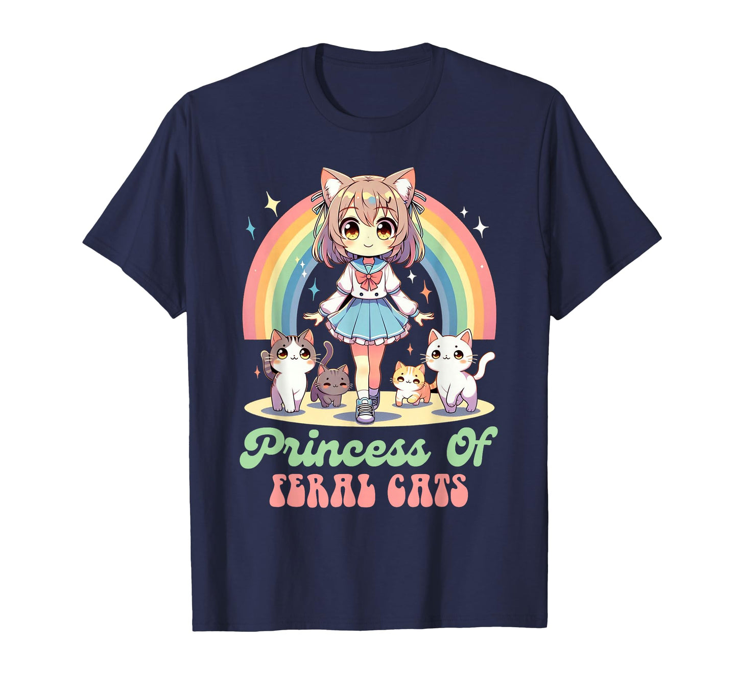 Anime And Cats Lover Princess Of Feral Cats Kawaii Otaku T-Shirt