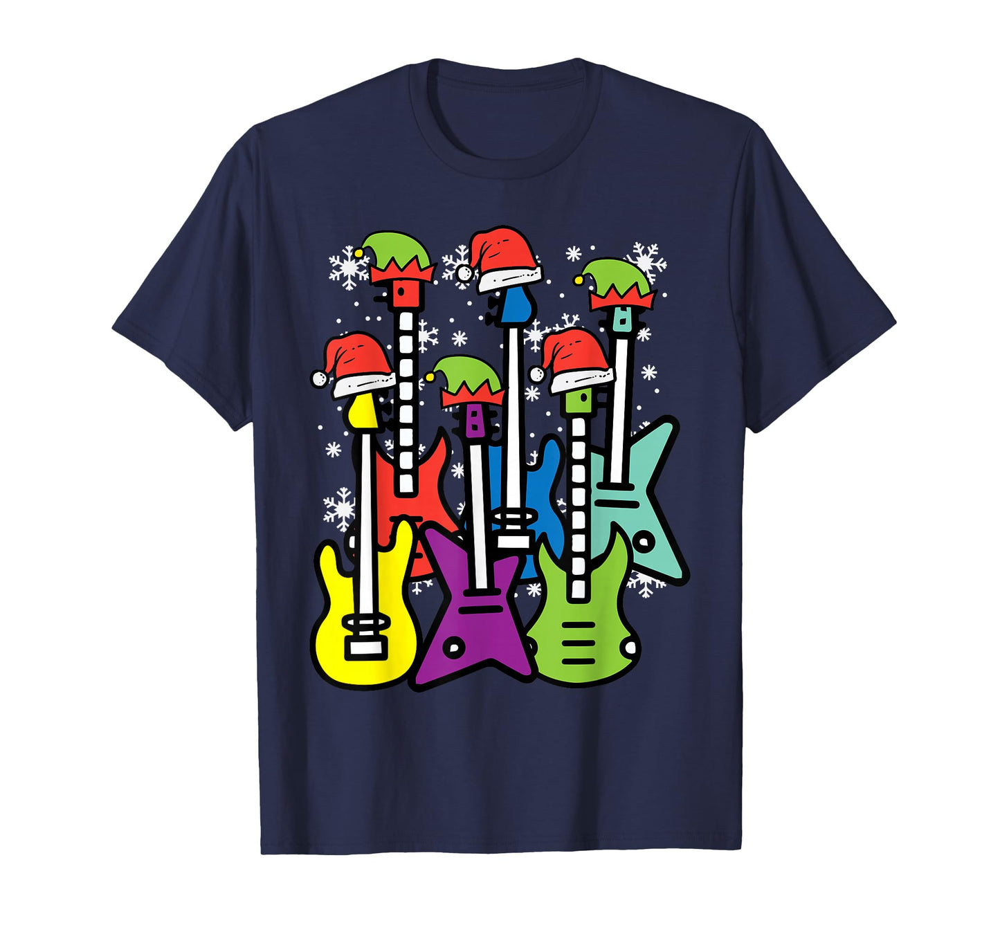 Christmas Guitars Santa Xmas Music Rocker Men Boys Kids T-Shirt
