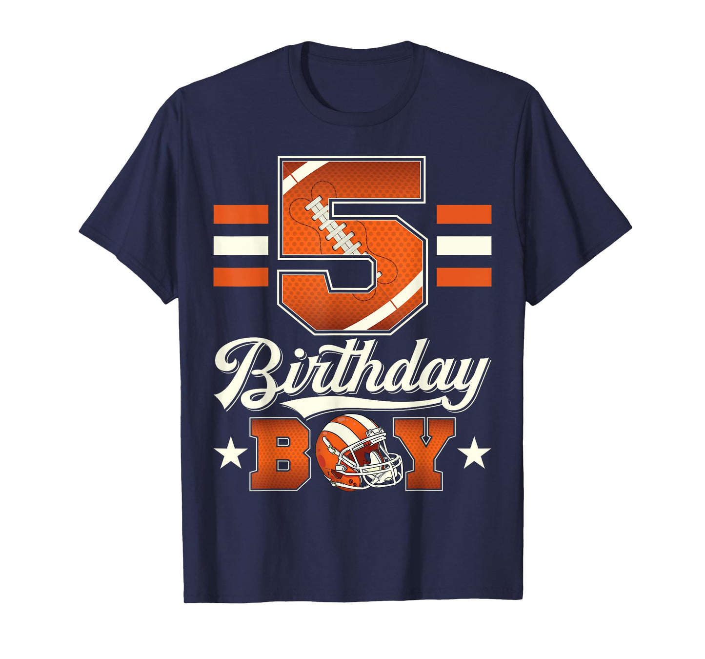 Five 5th Birthday Boy Football 5 Year Old Sports Party T-Shirt