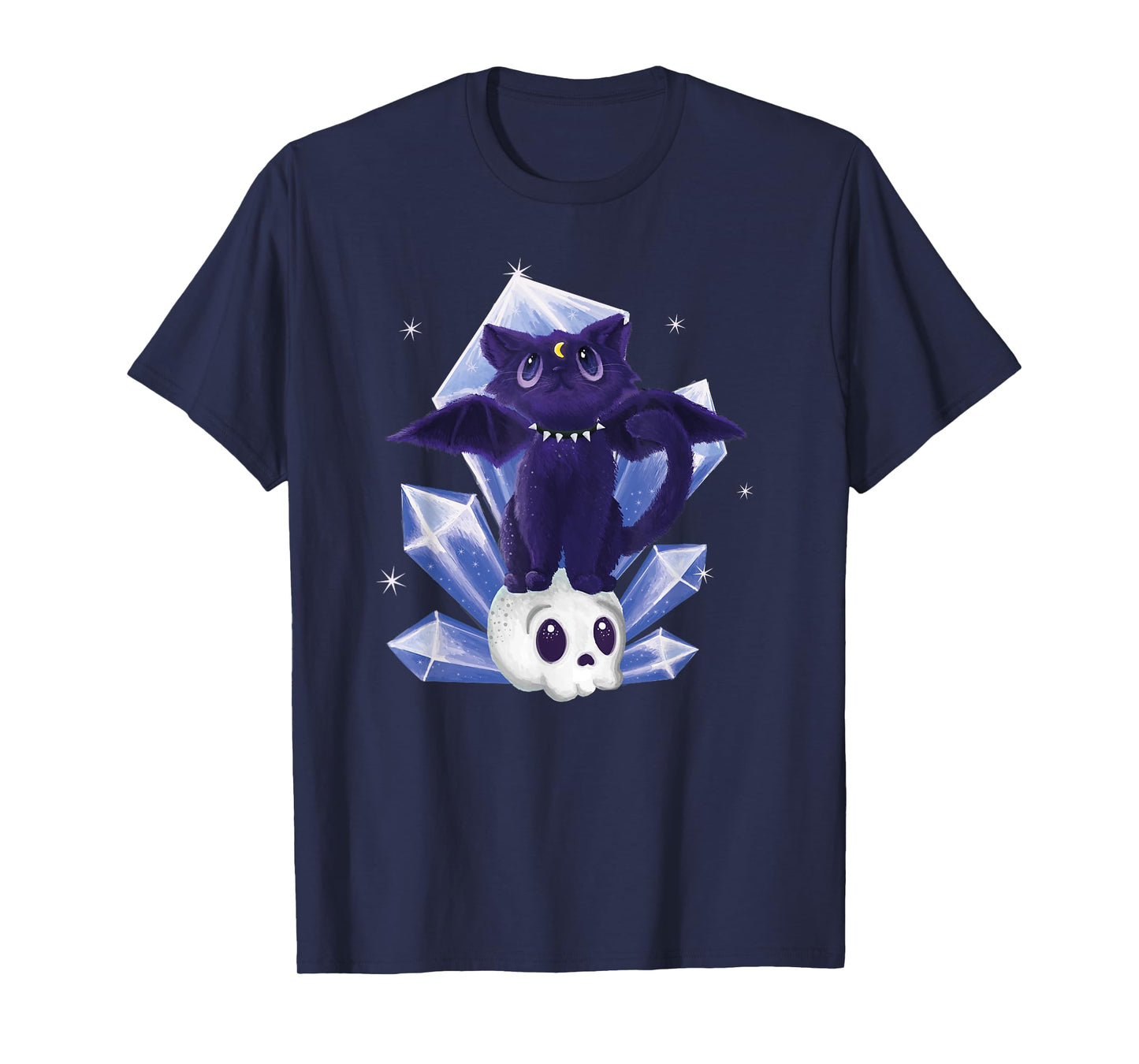 Kawaii Pastel Goth Cute Creepy Witchy Cat and Skull T-Shirt
