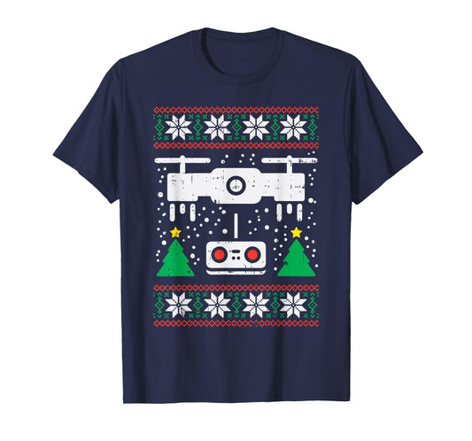 Drone Ugly Christmas Sweater Videography Photographer PJ T-Shirt