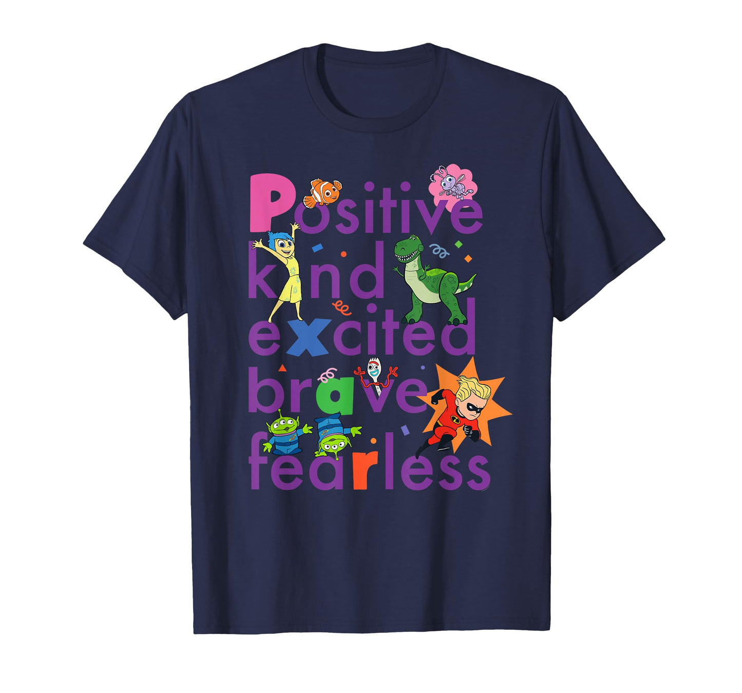 Disney PIXAR Positive, Kind, Excited, Brave & Fearless T-Shirt