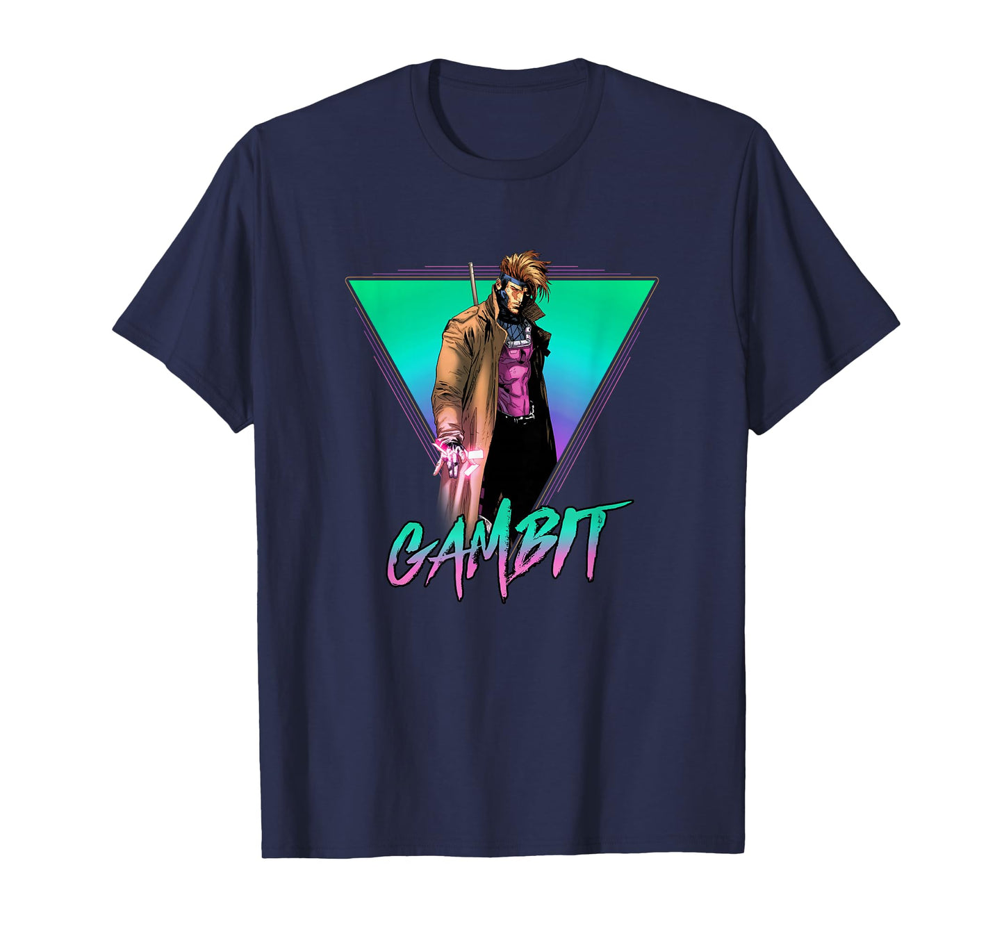 Marvel X-Men Gambit Epic Neon 80's Style Retro Portrait T-Shirt