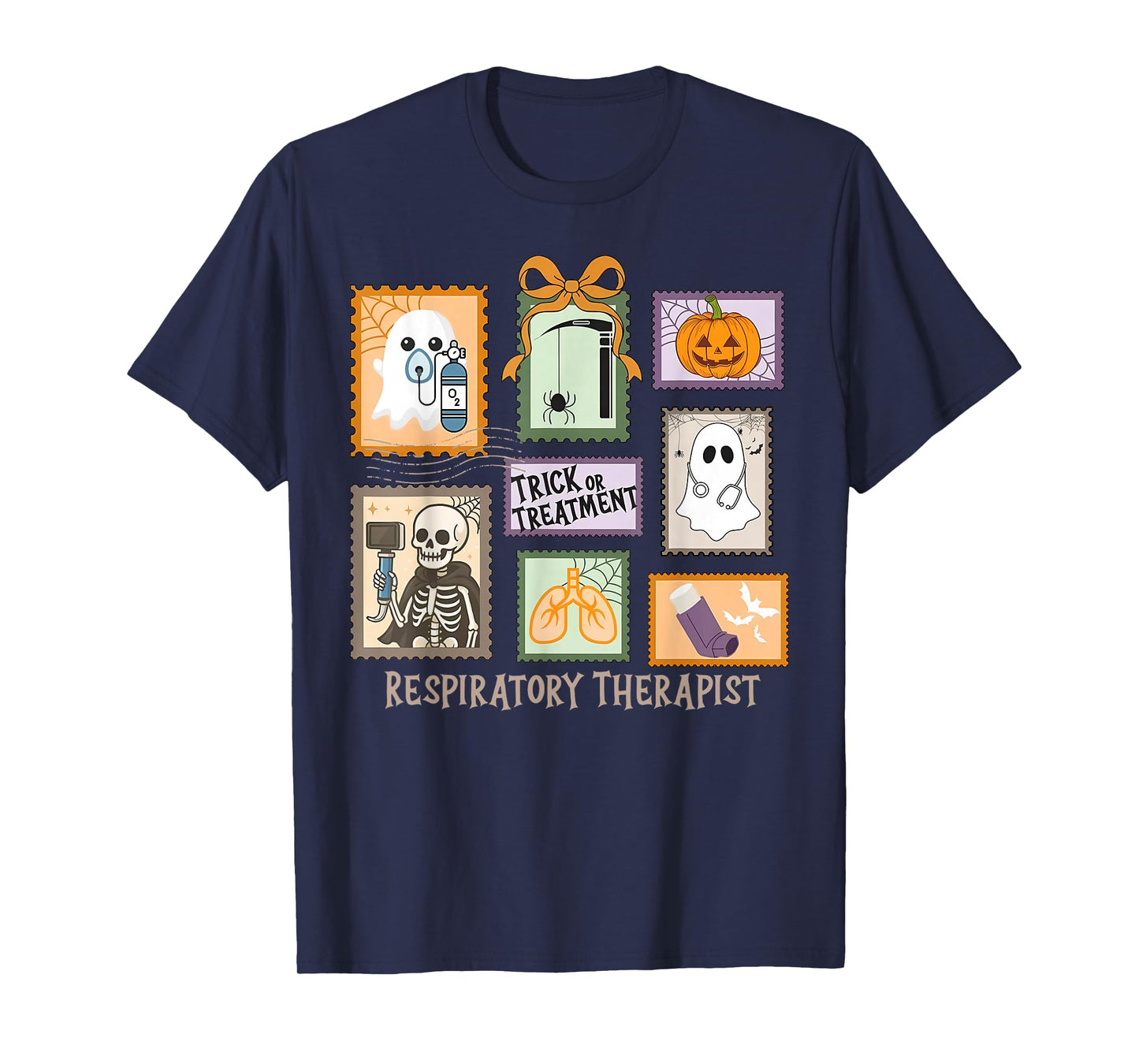 Trick Or Treat Respiratory Therapy Stamp Ghost RT Halloween T-Shirt