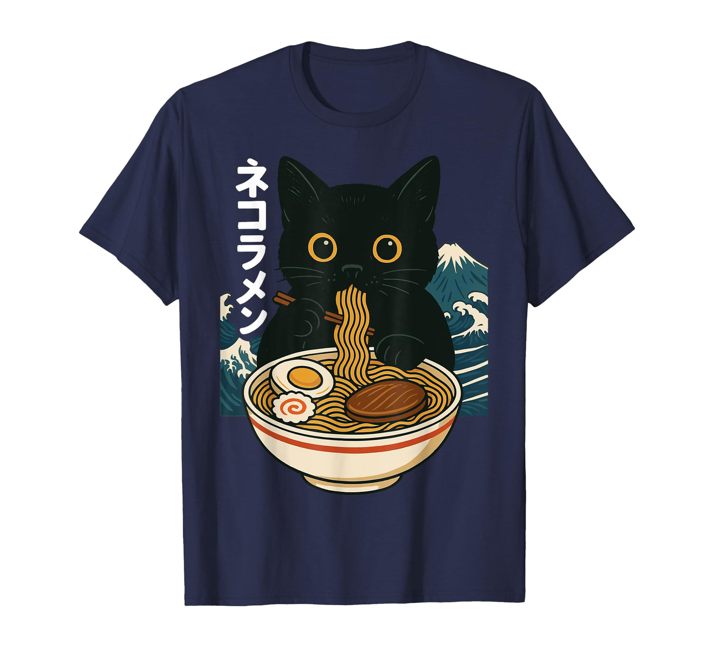 Anime Cat Eating Ramen Retro Kawaii Ramen Cat T-Shirt