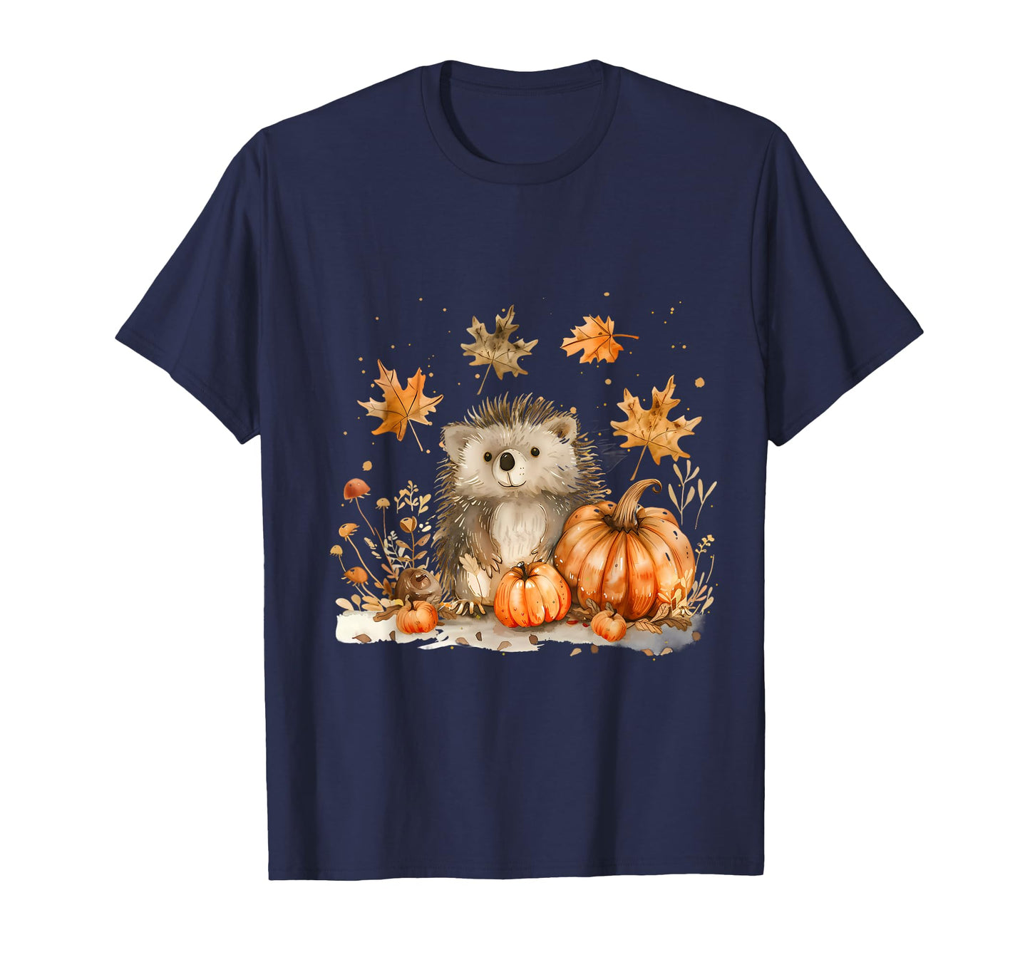 Halloween Hedgehog Autumn Artwork Trick Or Treat Pumpkin T-Shirt