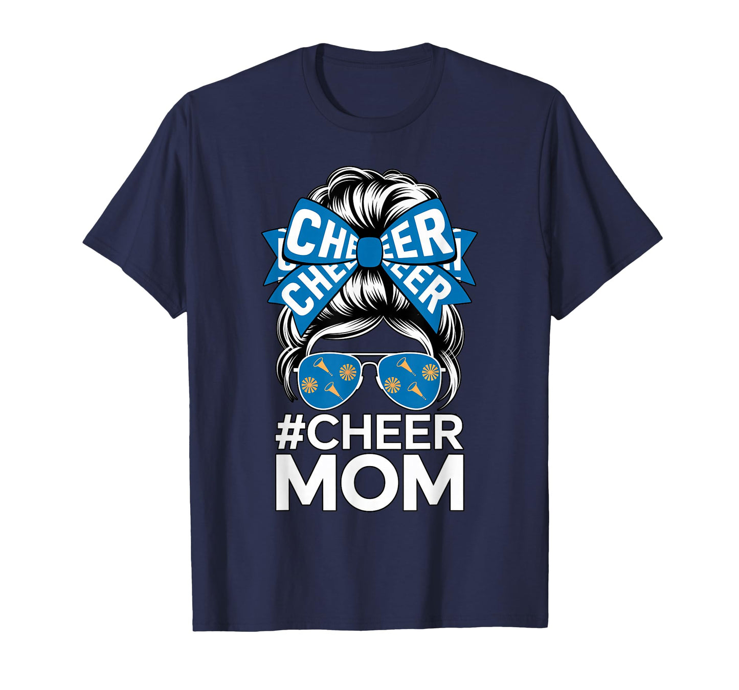 Cheer Mom Sports Fan Bow Sunglasses Cheerleading Support T-Shirt