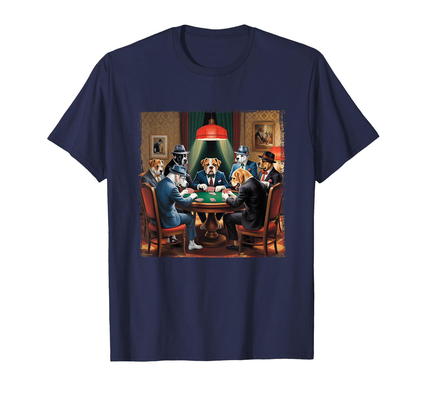 Dogs in Suits Playing Poker Mafia Style Vibes Dog Gambling T-Shirt