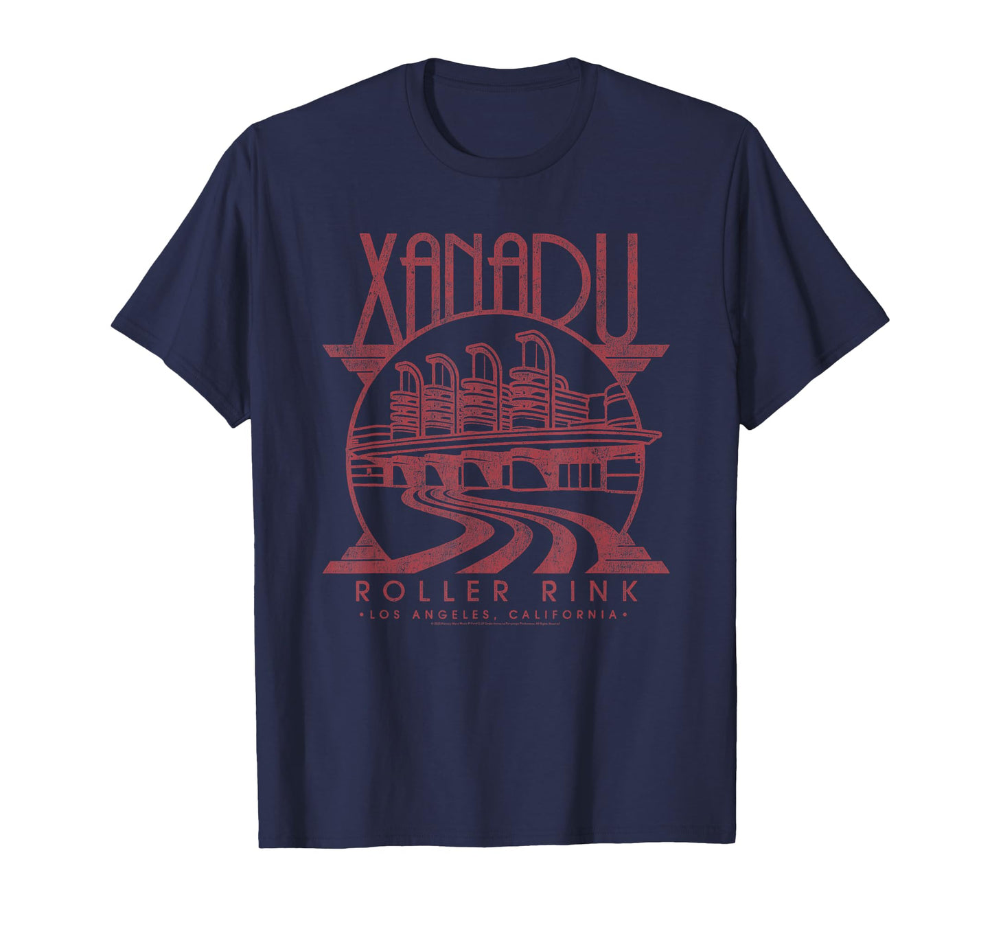 Olivia Newton-John Xanadu Roller Rink Red Distressed Logo T-Shirt
