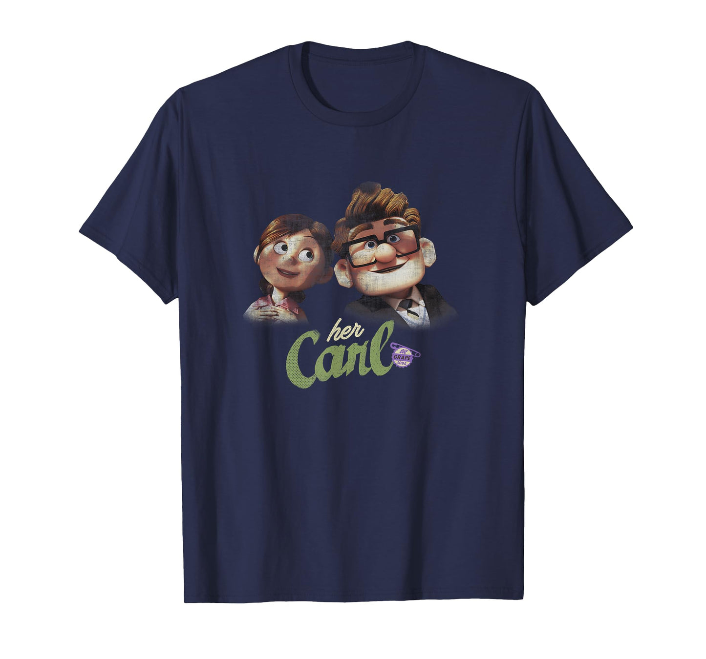 Disney Pixar Up Carl & Ellie Couple Her Carl Distressed T-Shirt
