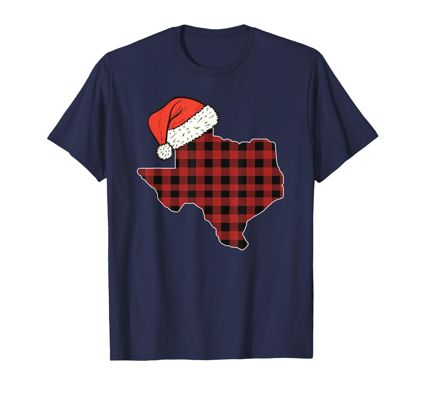 Texas Plaid Christmas Santa Hat Holiday Matching T-Shirt