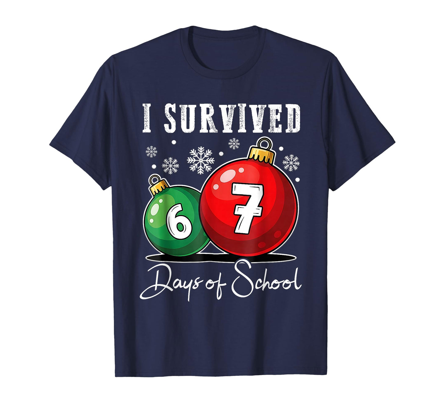 I Survived 67 Days of School Christmas Candy Cane Six Seven T-Shirt
