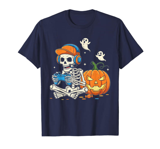 Halloween Shirts Cool Teen Boy Skeleton Gaming Men Halloween T-Shirt