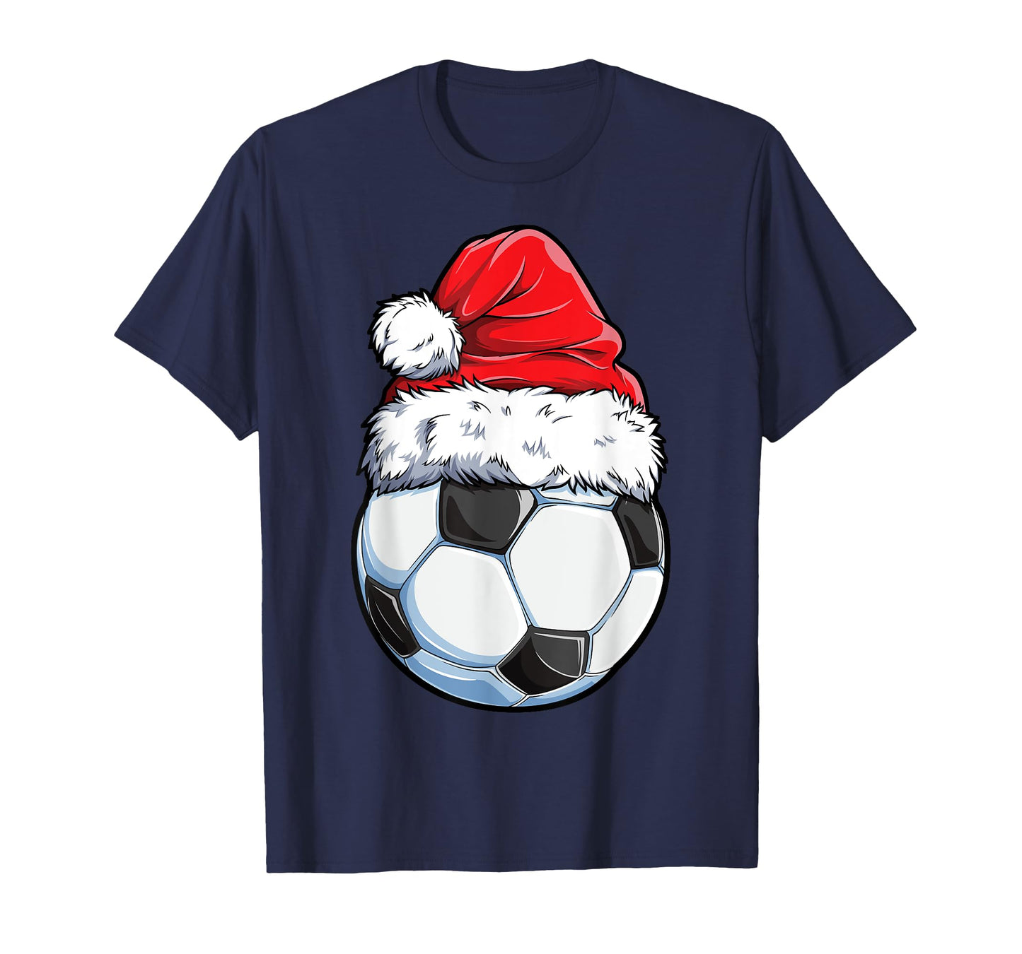 Christmas Soccer Ball Santa Hat Funny Sports Xmas Boys Men T-Shirt