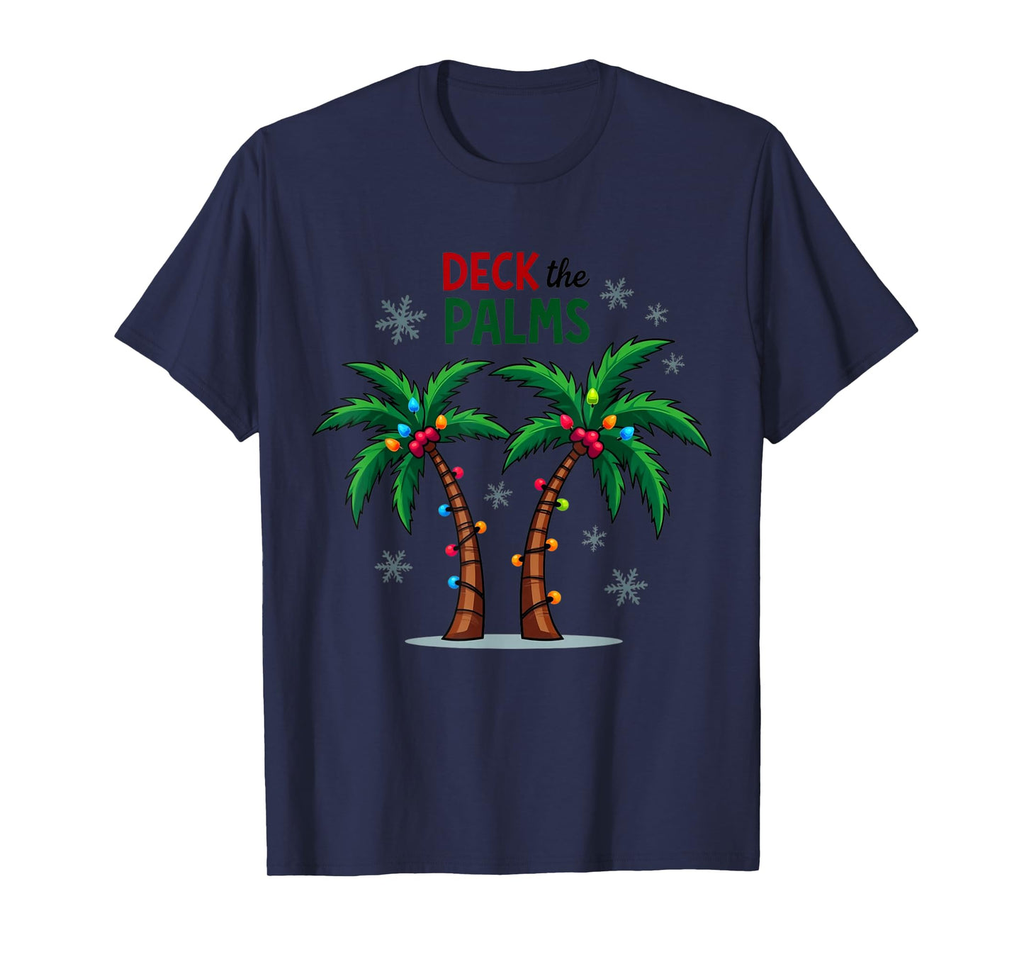 Deck The Palms Tropical Hawaii Christmas Palm Tree Lights T-Shirt