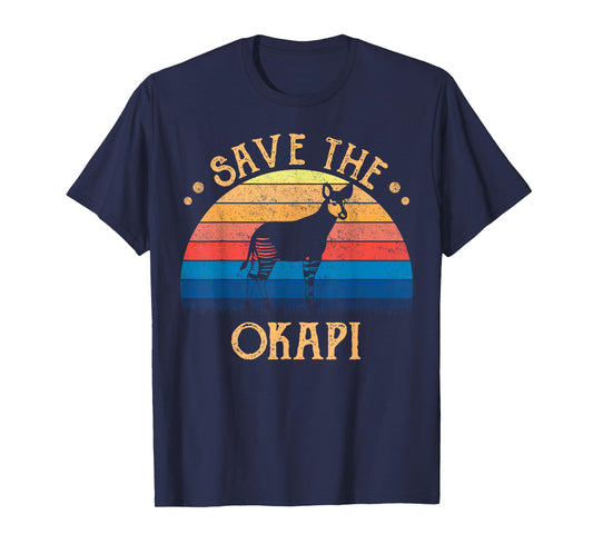 Vintage Retro Sunset Save The Okapi T-Shirt T-Shirt