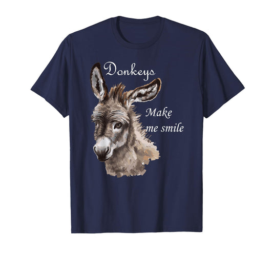 Donkeys Make Me Smile Cute Miniature Donkey Mini Donkey Gift T-Shirt