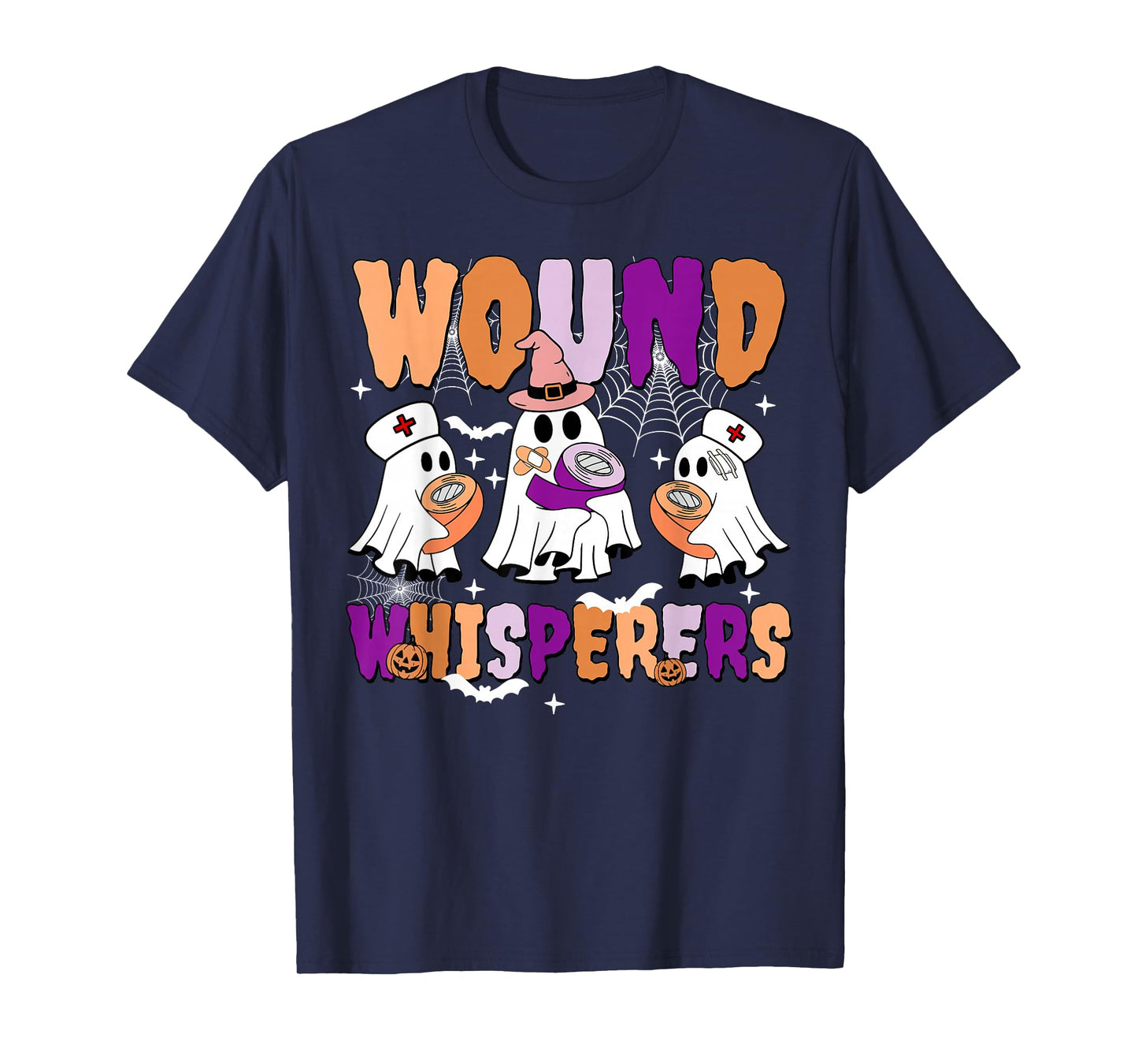 Retro Wound Whisperers Ghost Wound Care Nurse RN Halloween T-Shirt