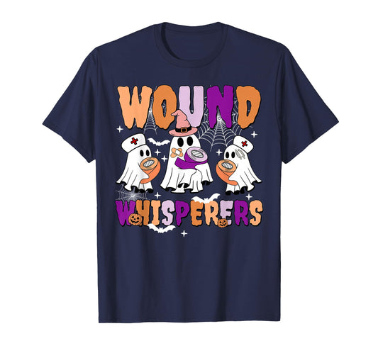 Retro Wound Whisperers Ghost Wound Care Nurse RN Halloween T-Shirt
