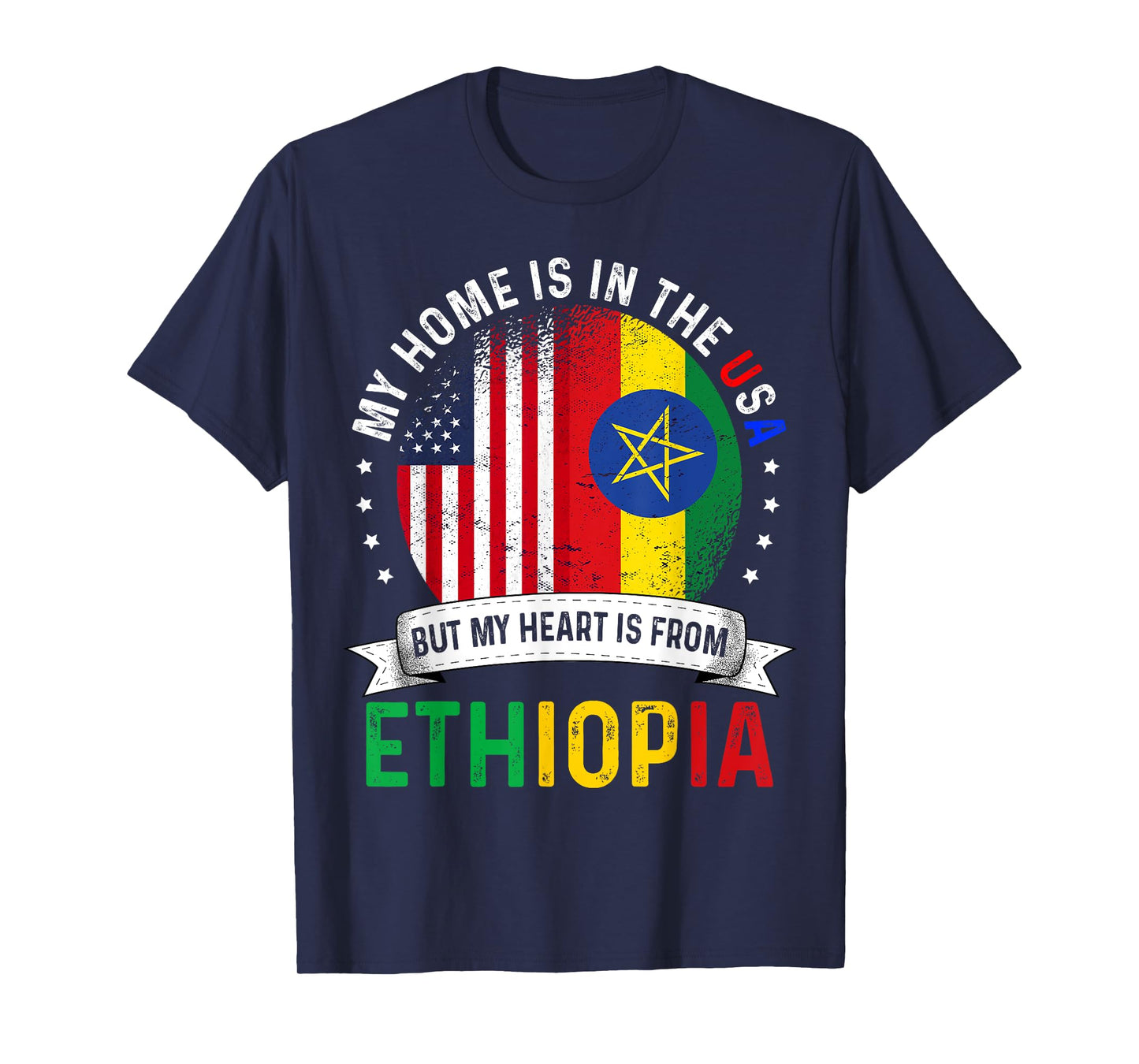 Ethiopian American Patriot Heart is from Ethiopia Flag T-Shirt