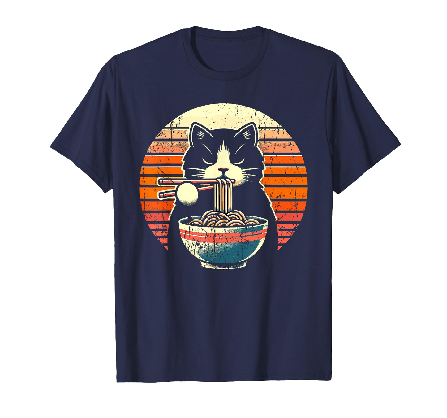 Anime Ramen Cat Retro Japanese Noodles Kawaii Cat T-Shirt