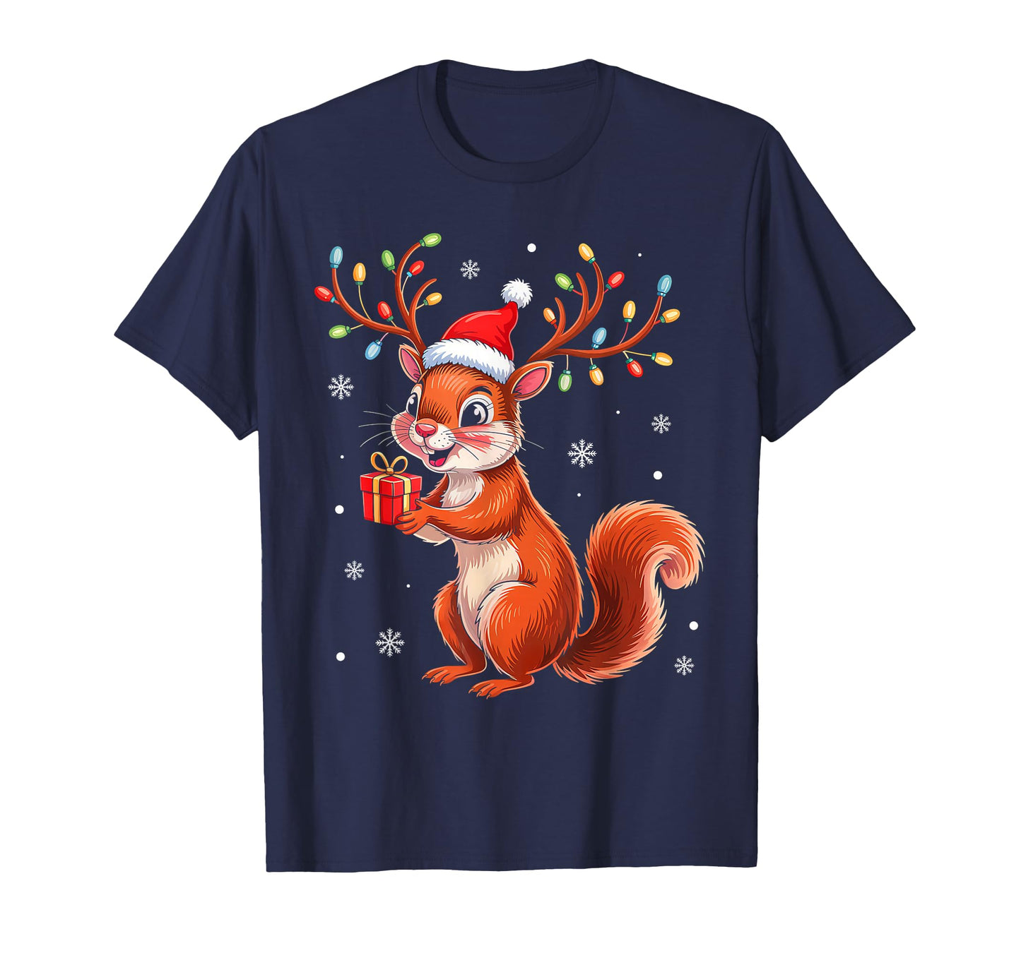 Squirrel Christmas Lights Santa Xmas Family Matching Pajama T-Shirt