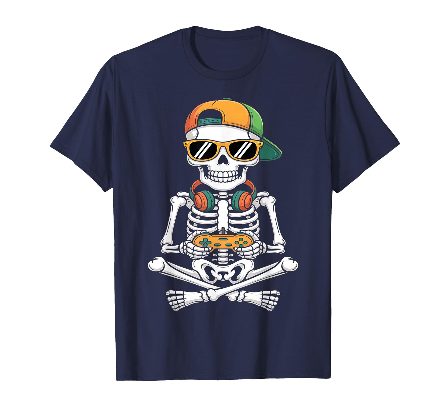 Halloween Skeleton Gamer Video Gaming Boys Men Kids Teens T-Shirt