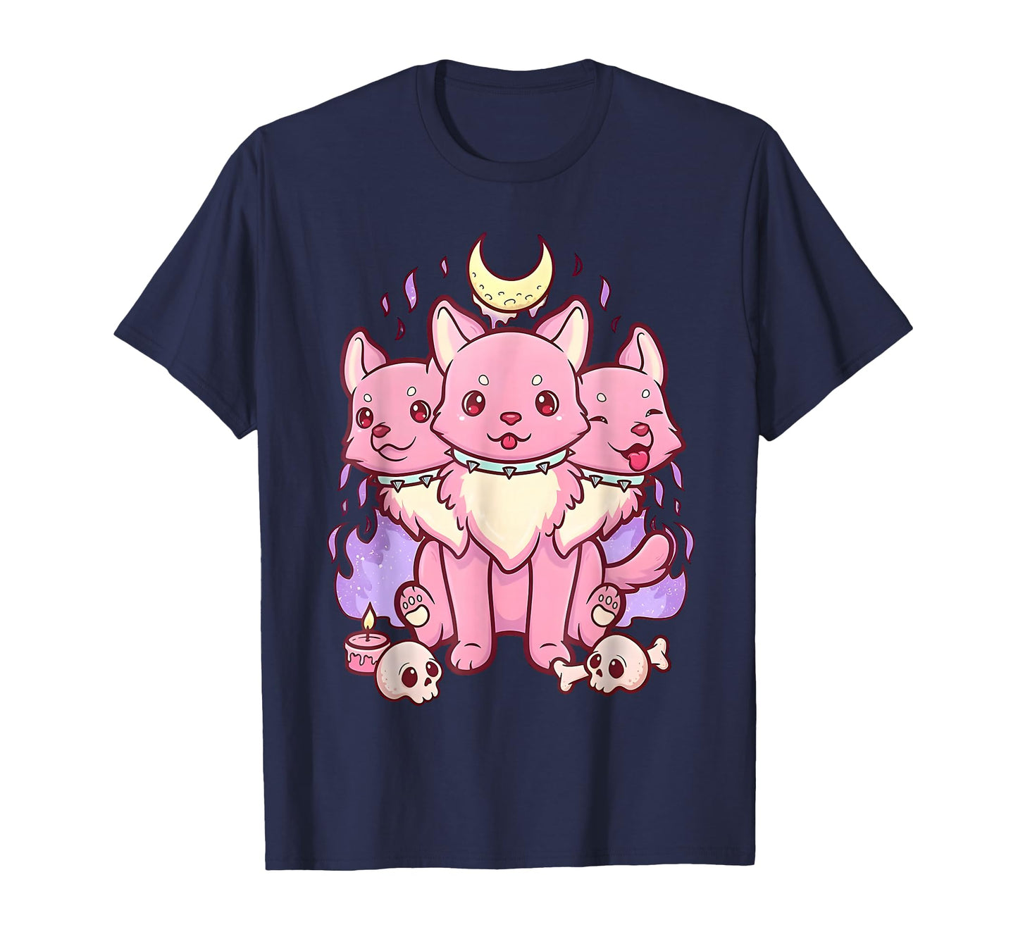 3 Headed Dog Kawaii Pastel Goth Cute Creepy Occult Cerberus T-Shirt