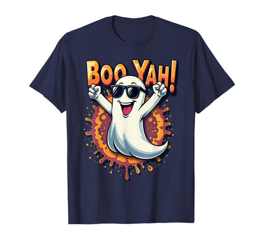 Funny Cool Boo Yah Booyah Rocking Ghost Spooky Boo Halloween T-Shirt