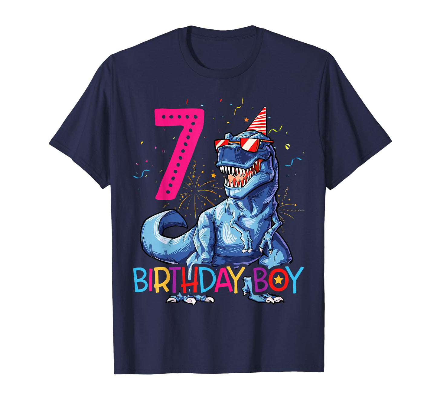 Dinosaur T rex 7 year Old T shirt Kids 7th Birthday T-shirt T-Shirt