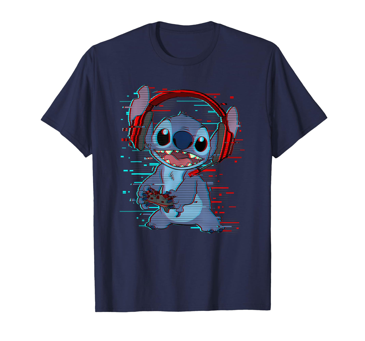 Disney Lilo & Stitch Gamer Glitch Headset and Controller T-Shirt