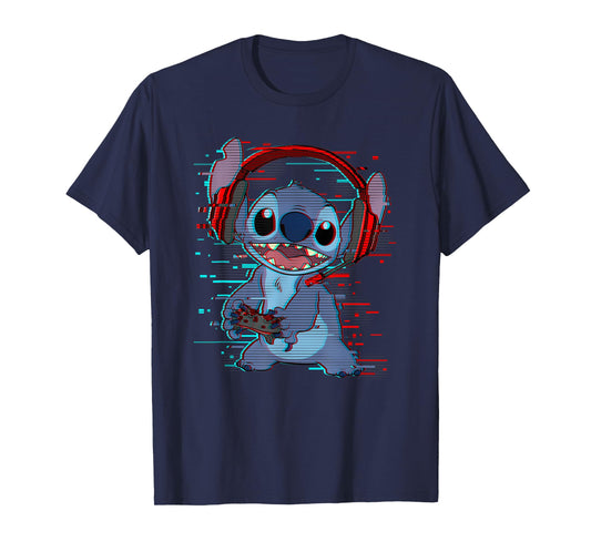 Disney Lilo & Stitch Gamer Glitch Headset and Controller T-Shirt