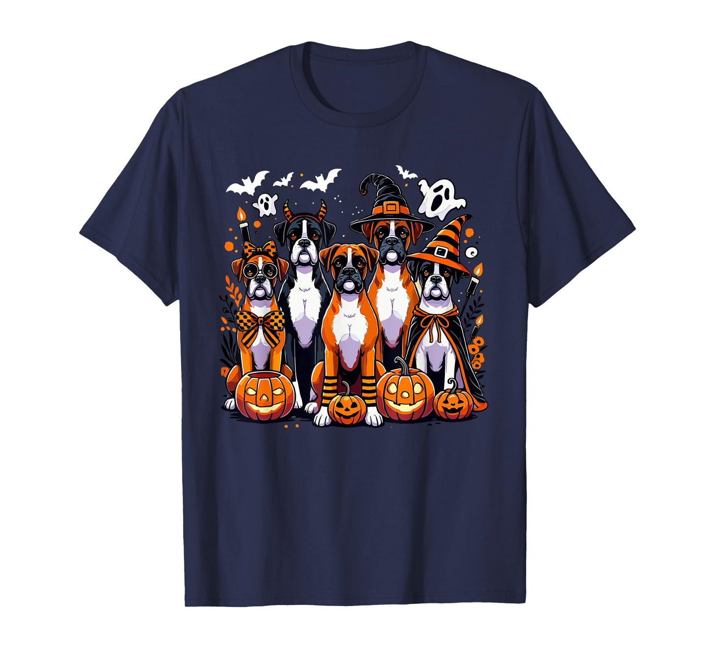 Boxer Halloween Costume, Dog Ghost Witch Hat Men Women Kids T-Shirt