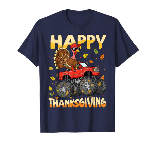 Turkey Monster Truck Thanksgiving Boys Kids Toddlers Youth T-Shirt