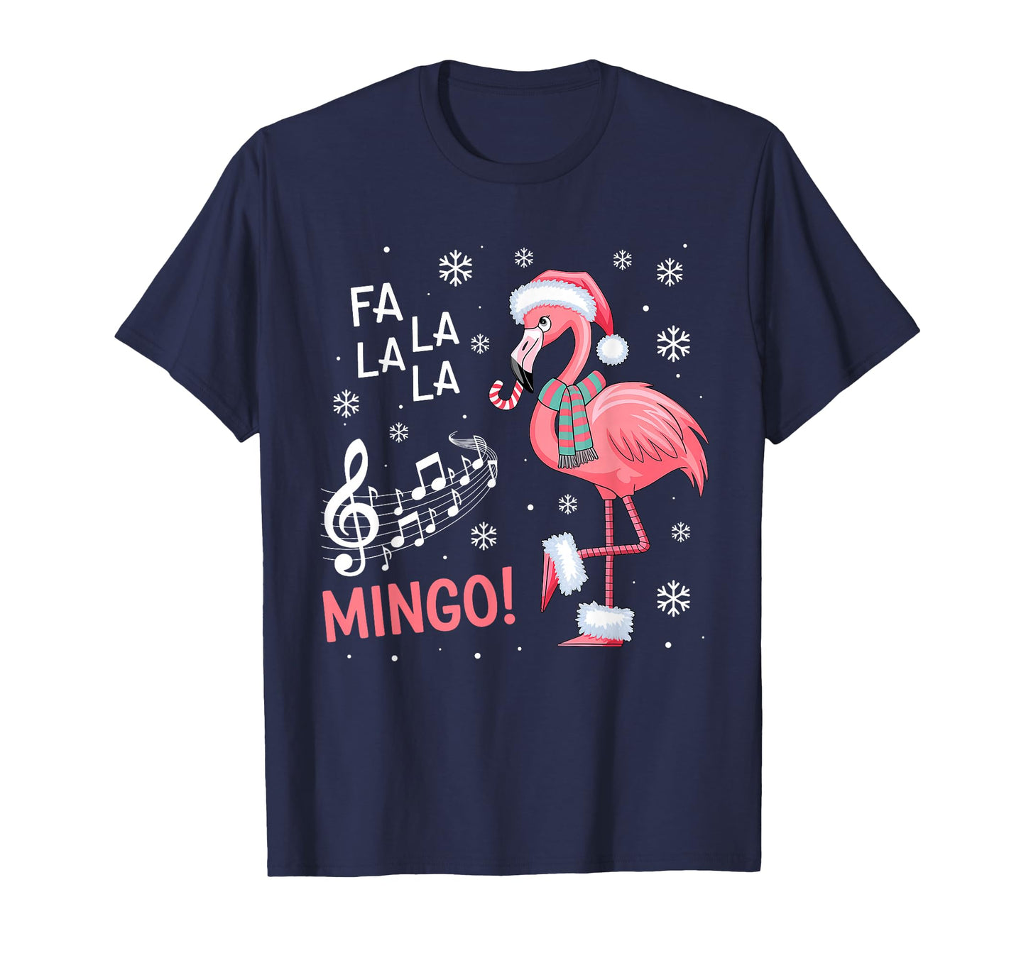 Fa La La Mingo Flamingo Candy Cane Christmas T-Shirt