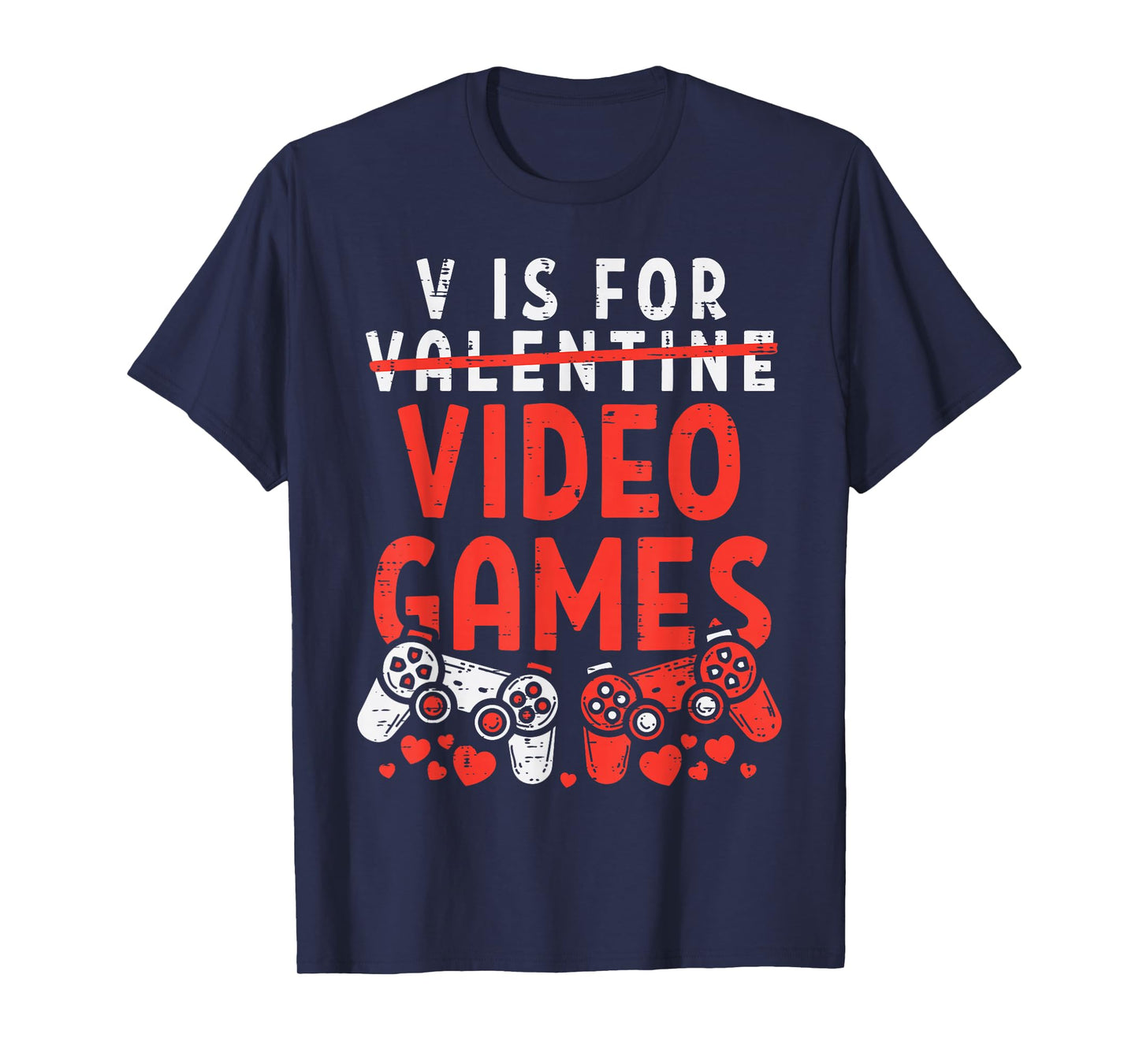 V Is For Video Games Funny Valentines Gamer Boy Men Kids T-Shirt