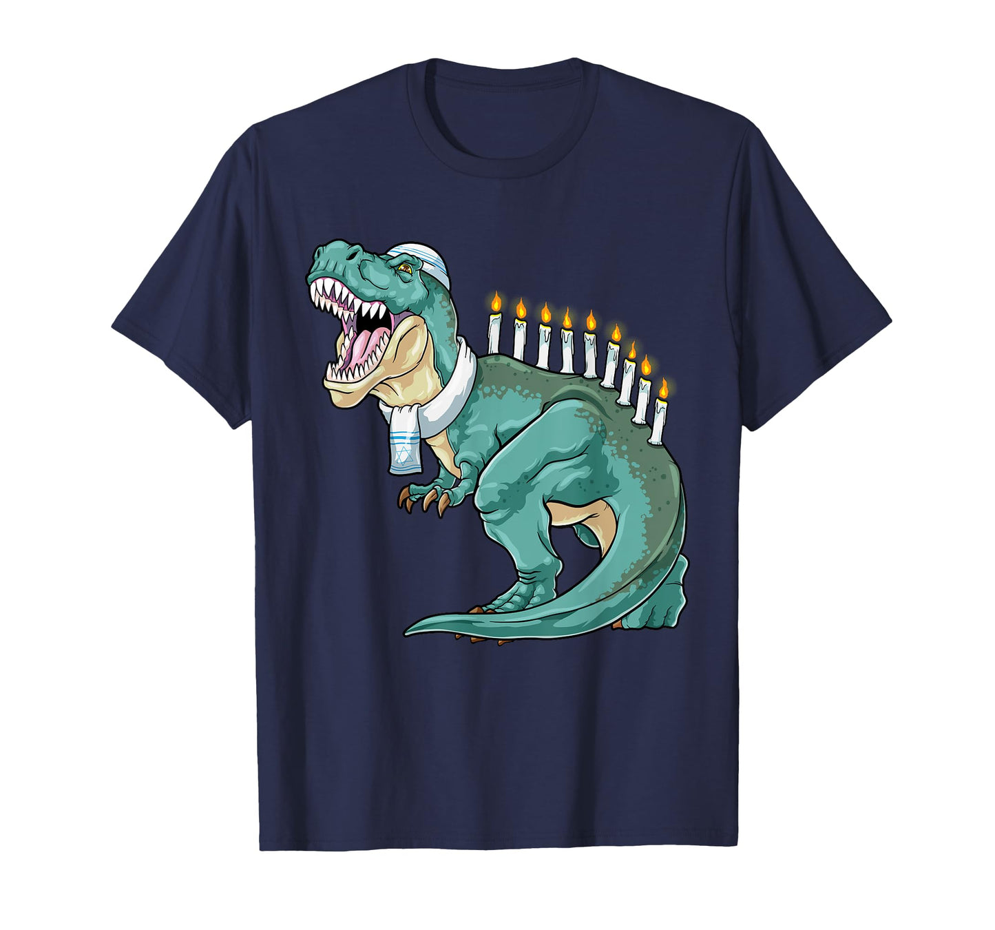 Menorasaurus Rex Hanukkah Shirt Jewish Dinosaur Menorah T-Shirt