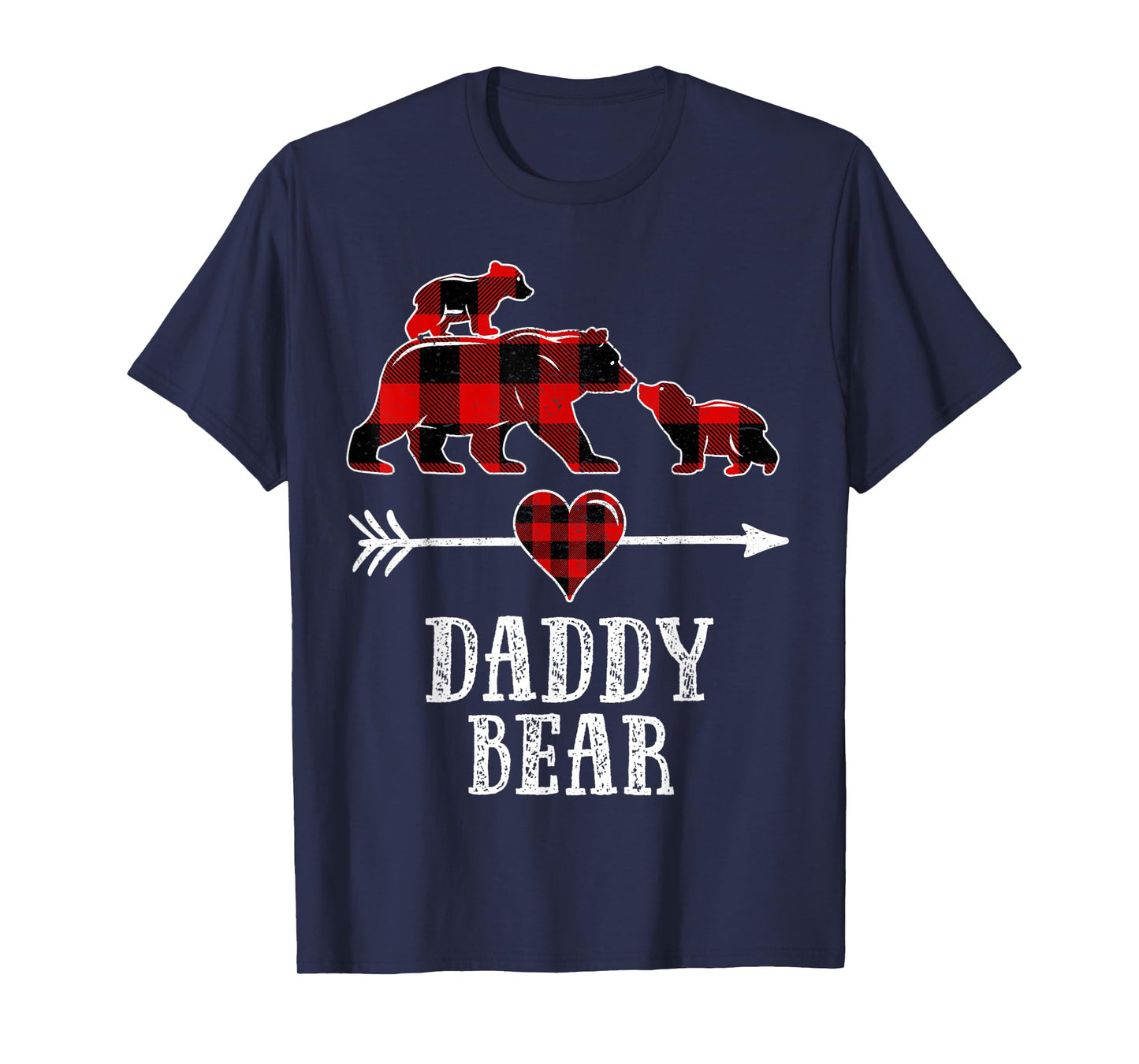 Daddy Bear 2 Cubs Shirt, Christmas Daddy Bear Plaid Pajama T-Shirt