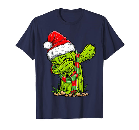 Dabbing Cactus Santa T Shirt Christmas Kids Boys Girls Gifts