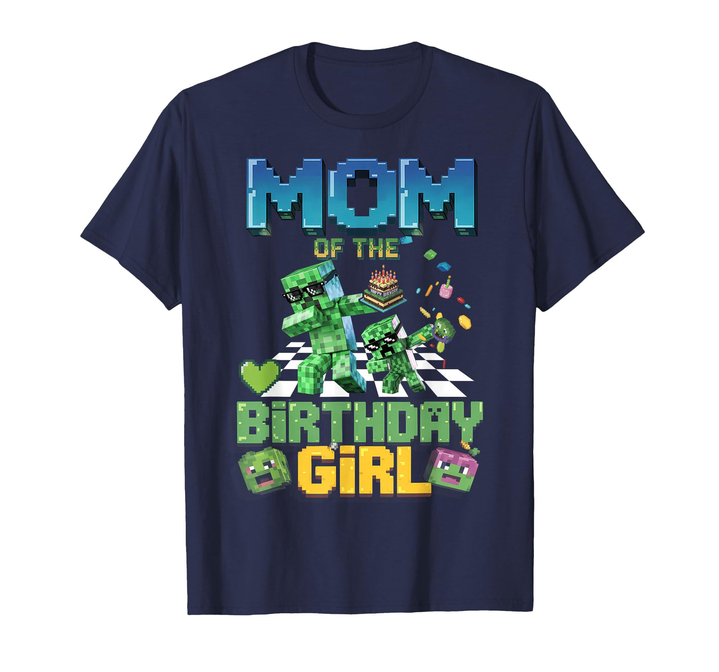 Mom of the Birthday Girl Funny Video Game Pixel Girl T-Shirt