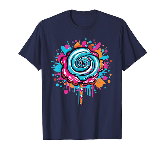 Vibrant Candy Swirl Splash Lollipop Art T-Shirt