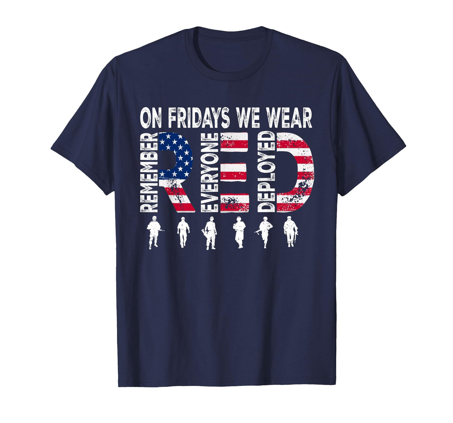 On Friday We Wear Red Friday Military Support troops US Flag T-Shirt