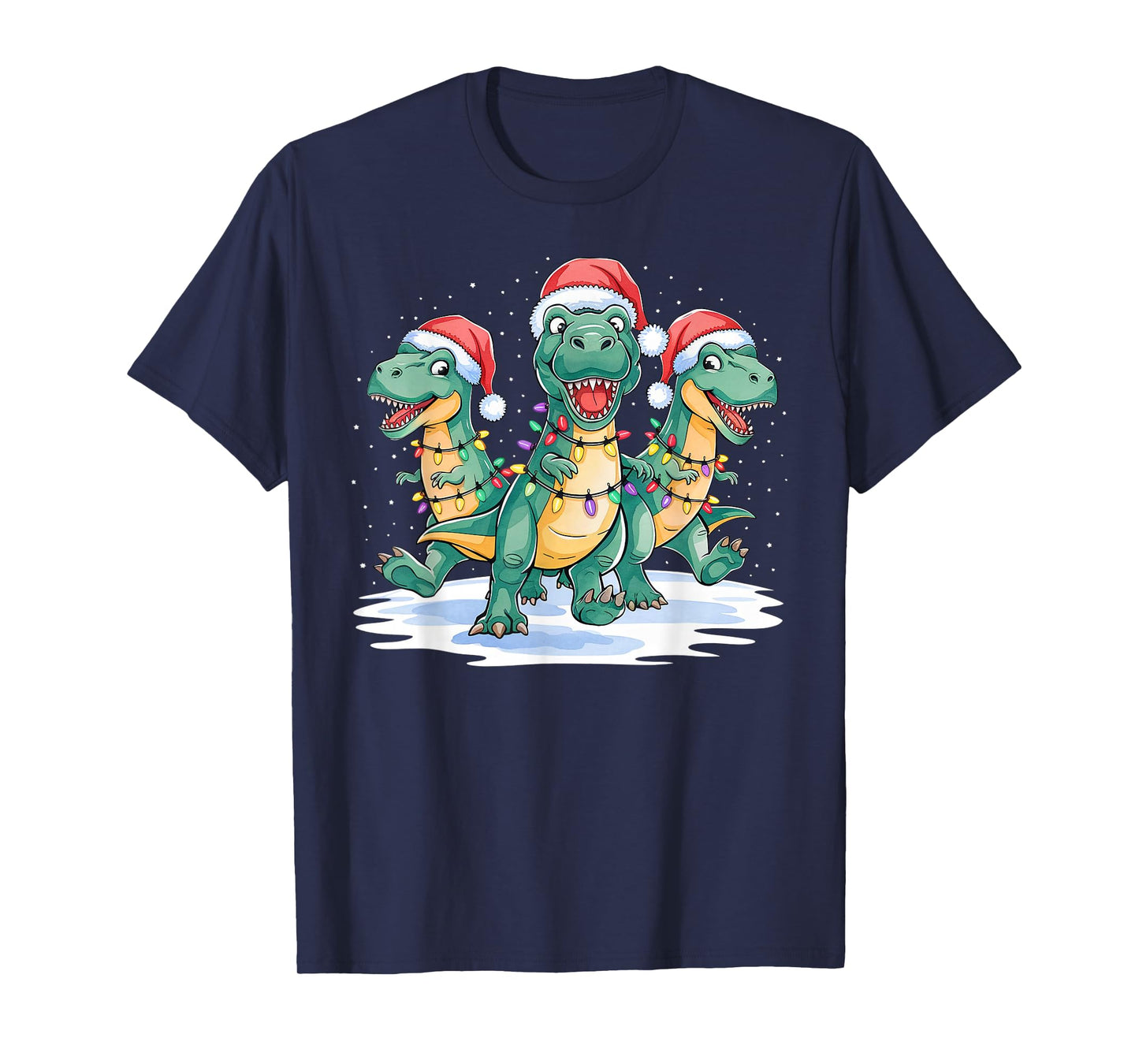 Funny Christmas Santa Reindeer Cute Dinosaur Santa Christmas T-Shirt