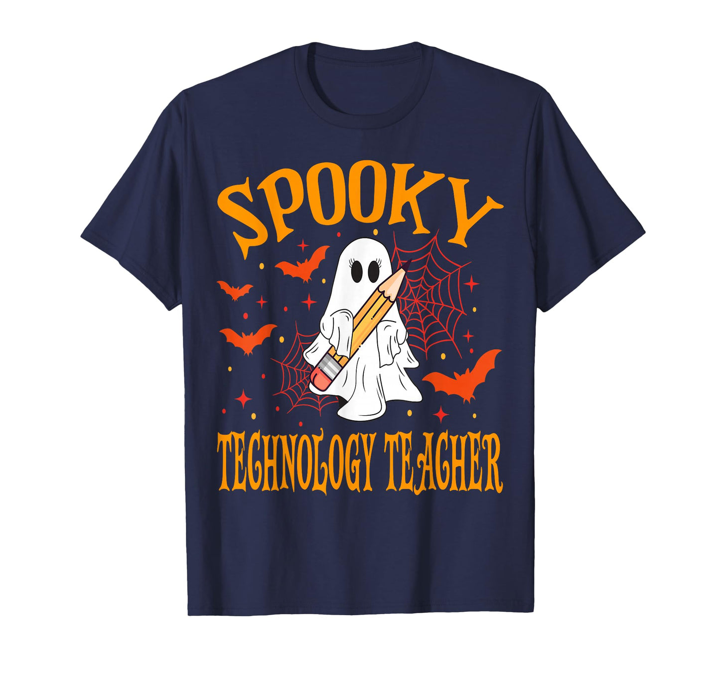Spooky Technology Teacher Ghost Funny Halloween School T-Shirt